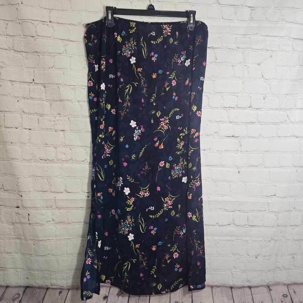 90s Y2k Anna Blue Spring Floral Grunge Skirt XL Romantic Whimsygoth Whimsical